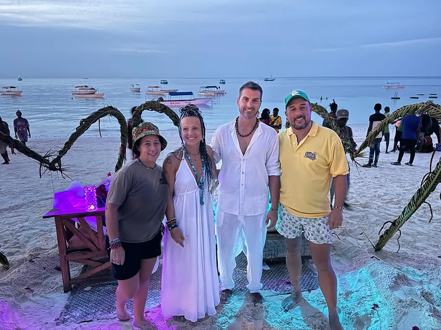 Wedding ceremony setup on the beach in Nungwi, Zanzibar